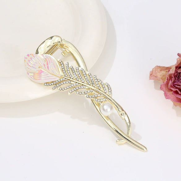 Alloy Electroplated Women's Rhinestone Pearl Hair Shark Clip With Bow Design
