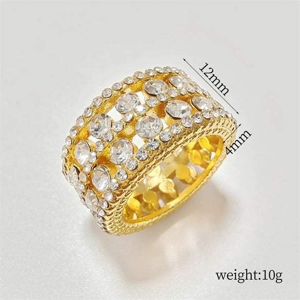 Alloy Electroplating Geometric Doublerow Hollow Microinlaid Zircon Women's Ring Jewelry