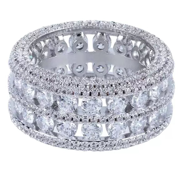 Alloy Electroplating Geometric Doublerow Hollow Microinlaid Zircon Women's Ring Jewelry