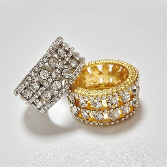 Alloy Electroplating Geometric Doublerow Hollow Microinlaid Zircon Women's Ring Jewelry
