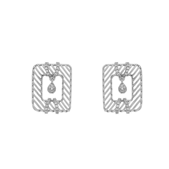 Alloy Electroplating Geometric Fashionable Microencrusted Zircon Simple Niche Design Earrings