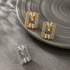 Alloy Electroplating Geometric Fashionable Microencrusted Zircon Simple Niche Design Earrings