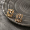 Alloy Electroplating Geometric Fashionable Microencrusted Zircon Simple Niche Design Earrings