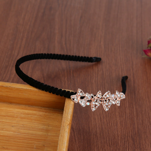 Alloy Electroplating Rhinestone Bow Headband For Women
