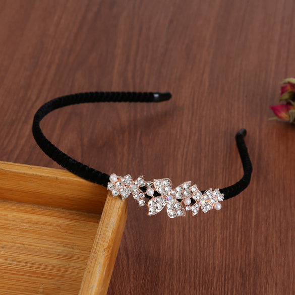 Alloy Electroplating Rhinestone Bow Headband For Women