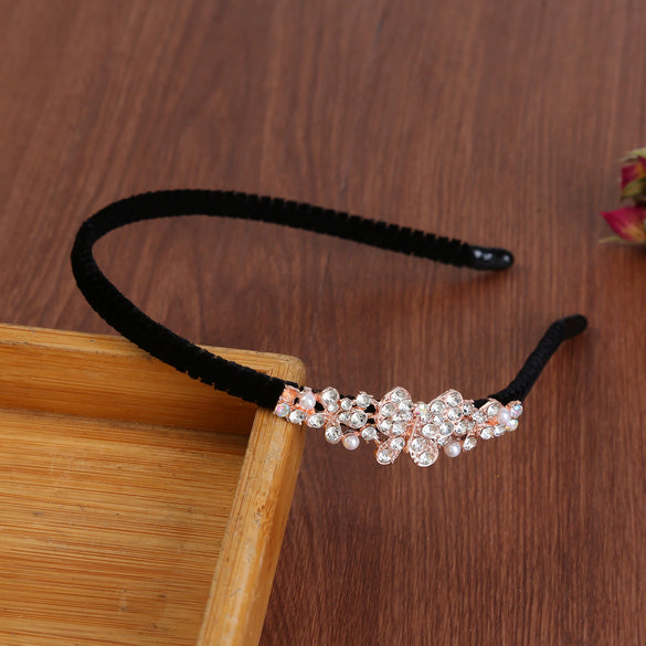 Alloy Electroplating Rhinestone Bow Headband For Women
