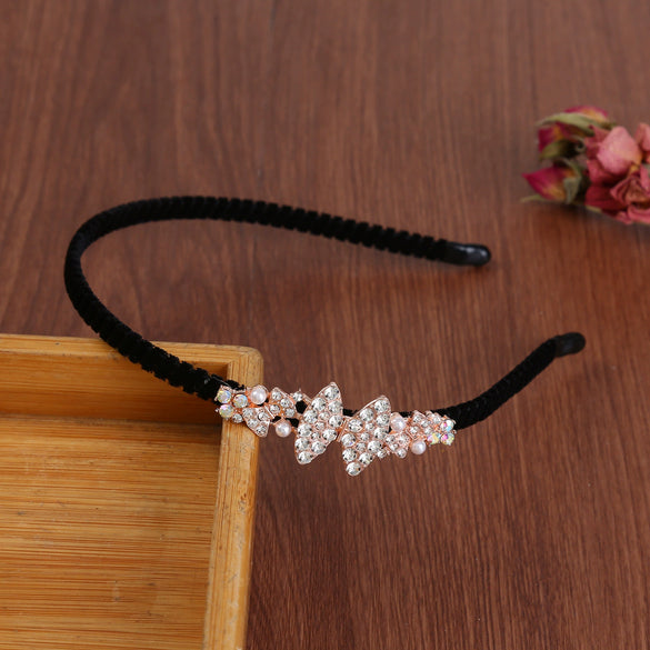 Alloy Electroplating Rhinestone Bow Headband For Women