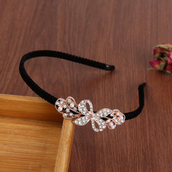 Alloy Electroplating Rhinestone Bow Headband For Women