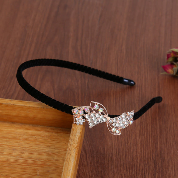 Alloy Electroplating Rhinestone Bow Headband For Women