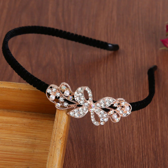 Alloy Electroplating Rhinestone Bow Headband For Women