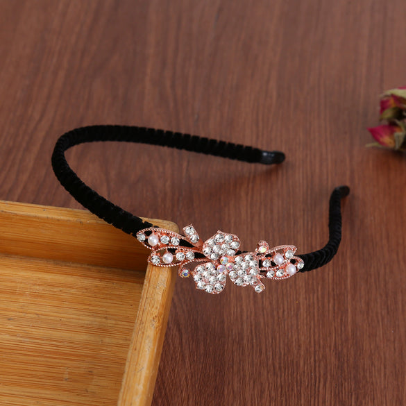 Alloy Electroplating Rhinestone Bow Headband For Women