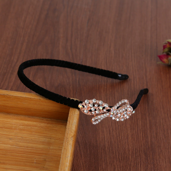 Alloy Electroplating Rhinestone Bow Headband For Women