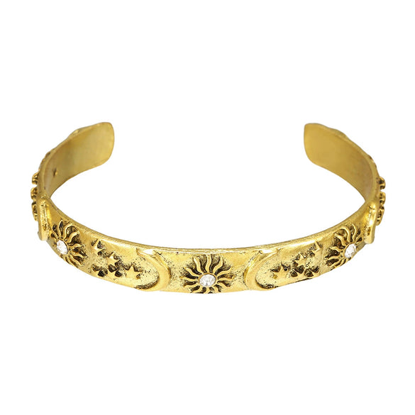 Alloy Embossed Diamond Sun And Moon Open Bracelet Electroplating Geometric Style