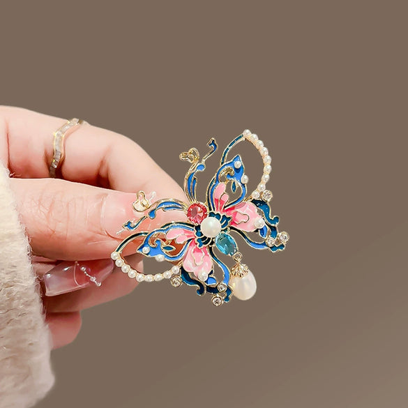 Alloy Enamel Painted Butterfly Women's Brooch With Electroplating