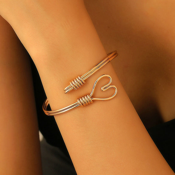 Alloy Exaggerated Cross Heart Electroplated Fashion Bracelet