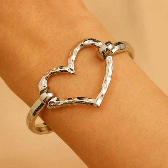 Alloy Exaggerated Cross Heart Electroplated Fashion Bracelet