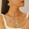 Alloy Exaggerated Flower Jewelry Set With Electroplating