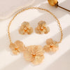 Alloy Exaggerated Flower Jewelry Set With Electroplating