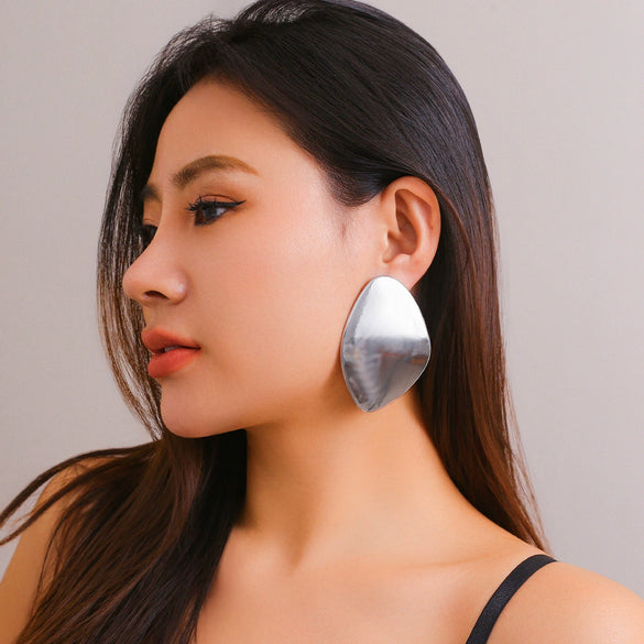 Alloy Exaggerated Geometric Dropshaped Electroplated Ear Studs Jewelry