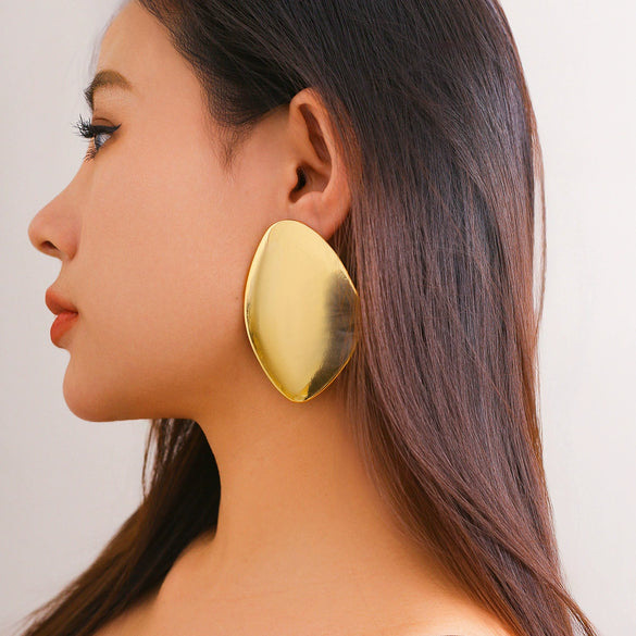 Alloy Exaggerated Geometric Dropshaped Electroplated Ear Studs Jewelry