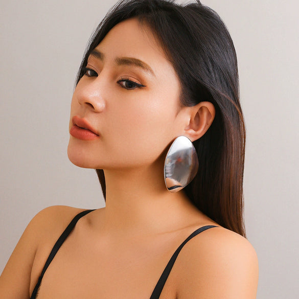 Alloy Exaggerated Geometric Dropshaped Electroplated Ear Studs Jewelry