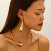 Alloy Exaggerated Punk Style Love Drop Bell Earrings And Necklace With Electroplating