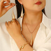 Alloy Exaggerated Punk Style Love Drop Bell Earrings And Necklace With Electroplating
