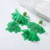 Alloy Fabric Handmade Geometric Round Petal Tassel Earrings For Women With Diamond Treatment