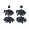 Alloy Fabric Handmade Geometric Round Petal Tassel Earrings For Women With Diamond Treatment