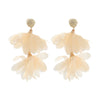 Alloy Fabric Handmade Geometric Round Petal Tassel Earrings For Women With Diamond Treatment