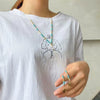 Alloy Fake Turquoise Handmade Geometric Multilayered Women's Necklace With Snake Bone Chain And Electroplating