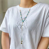Alloy Fake Turquoise Handmade Geometric Multilayered Women's Necklace With Snake Bone Chain And Electroplating