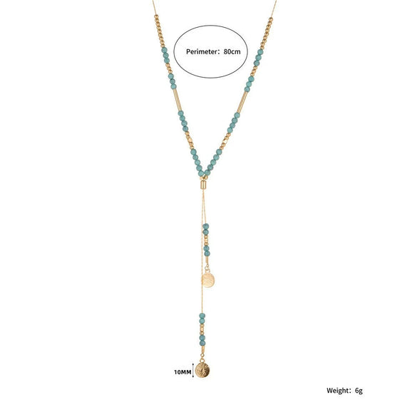 Alloy Fake Turquoise Handmade Geometric Multilayered Women's Necklace With Snake Bone Chain And Electroplating