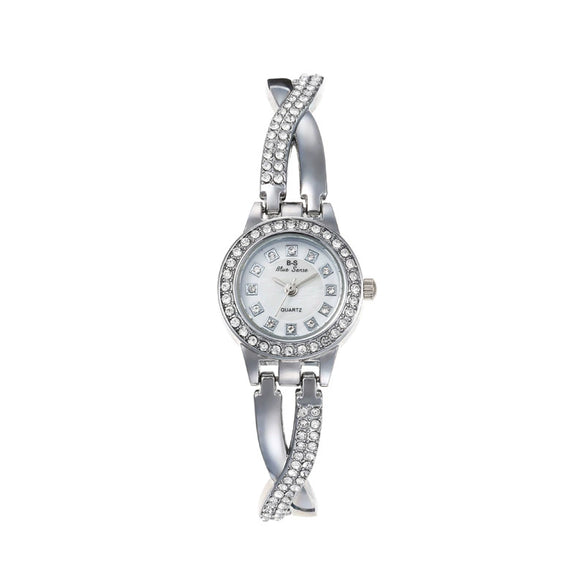 Alloy Fashion Diamond Round Dial Women's Bracelet Watch