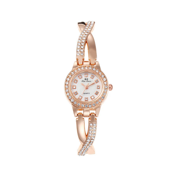 Alloy Fashion Diamond Round Dial Women's Bracelet Watch
