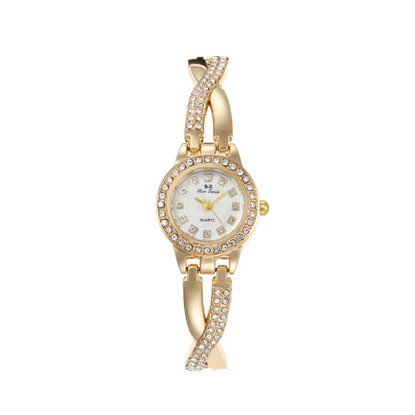 Alloy Fashion Diamond Round Dial Women's Bracelet Watch