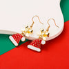 Alloy Fashion Festival Element Elk Snowflake Christmas Stocking Diamond Earrings For Women
