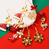 Alloy Fashion Festival Element Elk Snowflake Christmas Stocking Diamond Earrings For Women