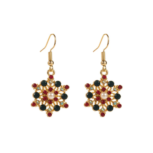 Alloy Fashion Festival Element Elk Snowflake Christmas Stocking Diamond Earrings For Women