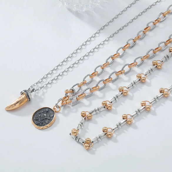 Alloy Fashion Retro Exaggerated Women's Earrings Necklace Set With Small Animal Patterns And Electroplating