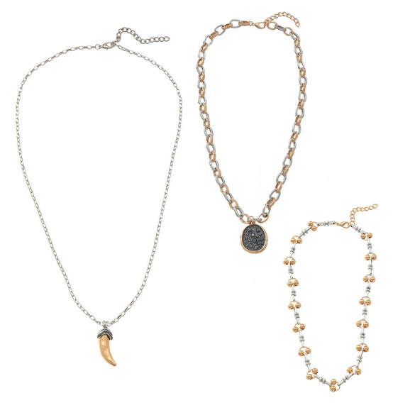 Alloy Fashion Retro Exaggerated Women's Earrings Necklace Set With Small Animal Patterns And Electroplating