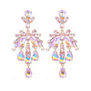 Alloy Fashion Style Diamondinlaid Dropshaped Flower Earrings For Women