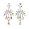 Alloy Fashion Style Diamondinlaid Dropshaped Flower Earrings For Women