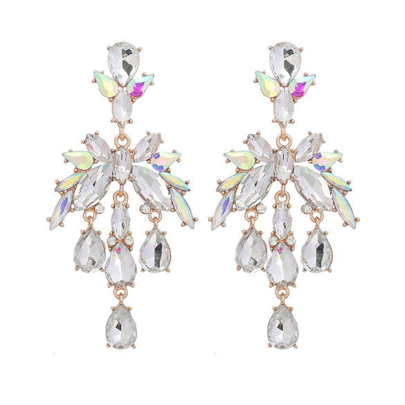 Alloy Fashion Style Diamondinlaid Dropshaped Flower Earrings For Women