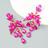 Alloy Fashion Style Diamondinlaid Dropshaped Flower Earrings For Women
