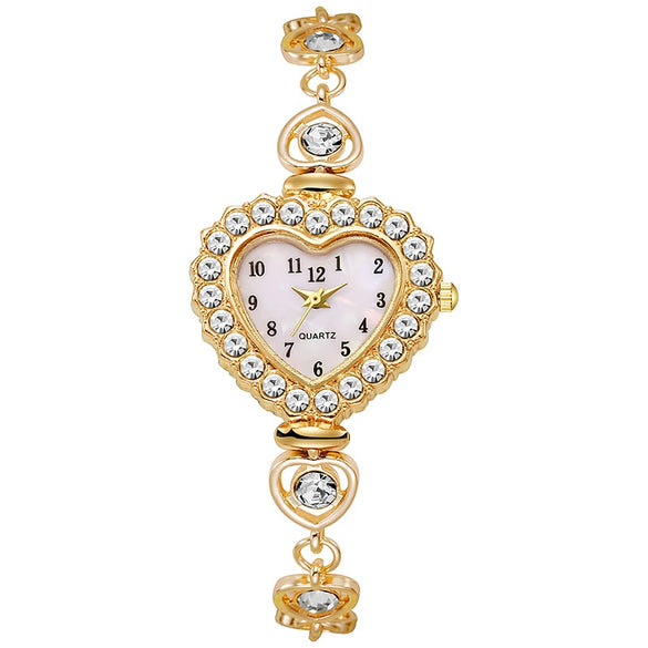 Alloy Fashionable Heart Shape Dial Bracelet Watch With Lobster Clasp