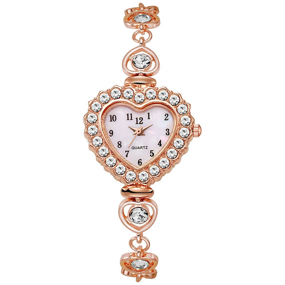 Alloy Fashionable Heart Shape Dial Bracelet Watch With Lobster Clasp