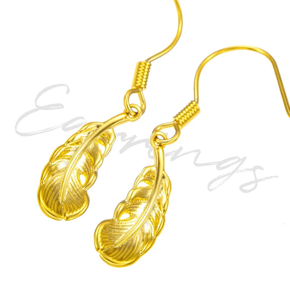 Alloy Feather Fashion Tassel Ear Hook Earrings With Electroplating For Women