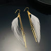 Alloy Feather Retro Long Chain Tassel Earrings For Women Electroplated