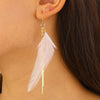 Alloy Feather Retro Long Chain Tassel Earrings For Women Electroplated